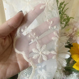 Popxstar  French Style Rural Gauze Integrated Window Screen Non Punched Velcro Curtains Lace Embroidered Semi Blackout Gauze Curtain