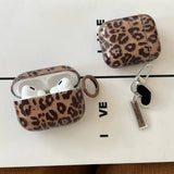 Popxstar fashion luxury transparent leopard print pattern black love heart Pendant for airpods 4 3 1 pro 2 soft silicone protection case