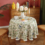 Home Decoration Round Tablecloth Pastoral Floral Jacquard Thickened Table Cloth with Tasseles Party Kitchen Dining Table Cover