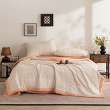 Popxstar  New cotton printed bubble double-layer yarn soybean summer quilt four-piece summer cool quilt air conditioner quilt