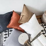 Popxstar Decoration Throw Pillow Cover Waist Pillowcase for Couch Cotton Linen Decorative Pillows for Sofa Bed Chair Durable Solid Color