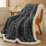 Double Layer Rabbit Fur Sherpa Blanket Winter Thick Warm Fluffy Faux Fur Throws Blankets for Sofa Soft Plush Bed Cover Blanket
