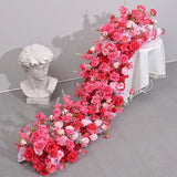 Popxstar pink colour Rose Large Flower Row Artificial Flower Row Runner Wedding Backdrop Decor Floral Wall Party showcase decoration prop