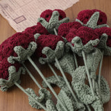 Popxstar 1/3pcs Knitted Rose Handmade DIY Woolen Crochet Artificial Flower Bouquet Room Home Decoration Bride Wedding Mother's Day Gifts