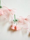Popxstar  Handmade Crochet Flower Garland, Pink Floral Banner with Bows, Baby Shower, Wedding, Nursery, Party, Boho Wall Decoration Gifts