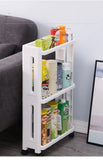 Popxstar 1pc Slim Storage Cart, Floor Mount Gap Storage Rack With Wheels, Multi-layer White Movable Seam Storage Rack