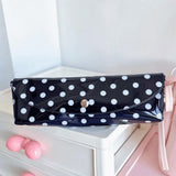 PVC Polka Dot Pencil Case Snap Button Closure Lightweight Storage Pouch Korean Style Durable Stationery Organizer Daily Use