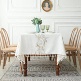 Popxstar Floral Pattern Tablecloth for Dining Table,Dust Proof Spillproof Soil Resistant Cotton Linen Rectangle Table Cover