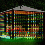Popxstar Solar Curtain Lights LED Waterfall Light with 8 Modes Fairy String Lights for Outdoor Christmas Party Holiday Wedding Decoration