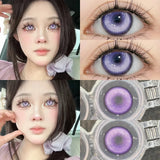 Popxstar  2 Pcs Cosplay Gold Colored Contacts Lenses with Degree Halloween Lenses Anime Purple Lenses Big Eyes Soft Makeup Pupils
