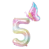 Popxstar  40Inch Colorful Gradient Number Balloon 0-9 Digit Foil Helium Balloon Butterfly Girl Birthday Party Decor Baby Shower Kids Gifts