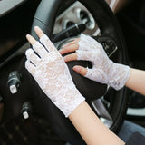 Popxstar Black Fingerless Sexy Lace Gloves Women Sun Protection Gloves Women Driving Mittens For Bride Ladies Half Finger Fishnet Gloves