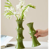 Creative bamboo joint ceramic vase hydroponics dried flowers flower arrangement desktop ornament home office decoration
