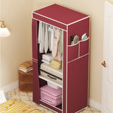 Popxstar Minimalism Fabric Wardrobes Bedroom Plastic Storage Wardrobes Storage Cabinet Dust Proof Foldable Clothing Hanger with Curtains