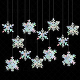 Popxstar  6pcs 3D white/laser snowflake hanging decorations, Christmas snowflakes, winter wonderland, New Year's party home decorations