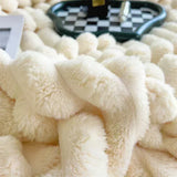Popxstar New Imitation Rabbit Plush Warm Blanket Set or Only Blankets for Autumn Winter Soft Fluffy Warmth Lounger Sofa Throw Blankets