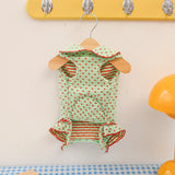 Dog Polka Dot Wrap Belly Clothes Cotton Fabric Summer Soft Cute Pet Pajamas Yorkshire Jumpsuit Four Legged Puppy Clothes