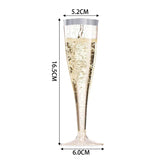 Popxstar  50Pcs Champagne Glasses Disposable Cocktail Cup Plastic Red Wine Cups Tall Glasses Gold Powder Martini Glasses Party Bar