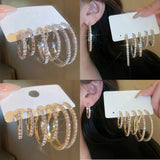 Popxstar prom jewelry 1-3 Pairs Set Sparkling Exaggerated Full Paved Rhinestones Round Circle Hoop Earrings for Women Simple Shiny Earring Jewelry