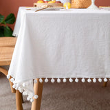 Popxstar Christmas Green Cotton Rectangle Tablecloth Tassel Washable Table Cover for Kitchen Dinning Picnic New Year Christmas Decoration