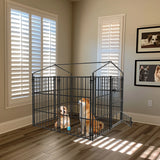 XS-L  Outdoor Dog Kennel with Roof Heavy Duty Metal Dog Crate Playpen for Medium Large Dogs Chicken Duck Enclosure Run