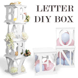 White Letters Balloon Box Baby Shower Wedding One Two Girl Boy Birthday Gender Reveal DIY Party Decorstions Photo Prop