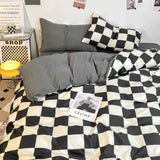 Popxstar Black and White Plaid Duvet Cover Set Full, Geometric Grid Bedding Set Soft Lattice Checkerd Comforter Cover with 2 Pillowcases