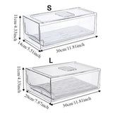 Plastic Drawer-type Fresh-keeping Box Transparent Stackable Refrigerator Storage Box Dust-Proof with Drain Tray