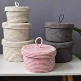 Colored thread desktop storage basket storage bag with lid hand knitting Cotton thread material Nordic home Small item storage