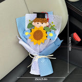 Popxstar  Crocheted Sun Flower Bouquet Graduation Flower Bouquet Gifts Artificial Flower Decorations Finished Sunflowers Graduation Gifts