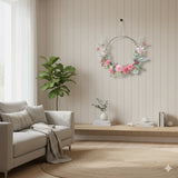 Artificial Flowers Bouquet Hydrangea Dandelion Rose Hoop Iron Wire Wreath for Front Door Wall Window Home Garden Decoration