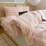 Single Double Exquisite Stripe 1Duvet cover+2Pillowcases 100%Cotton Experience Hotel-Like Comfort with Unparalleled Softness
