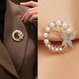 Popxstar Elegant Fashion Women Gifts Pearl Rhinestone Garland Butterfly Brooch Baroque Trendy Wedding Gift Party Anime Pins Evil Eye