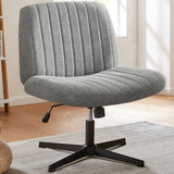 Popxstar Cross Legged Office Living Room Rocking Gaming Chair Armless Wide Desk Adjustable Swivel Fabric Task Vanity Home Office