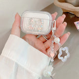Popxstar Korean Clear Bow knot Star Bell Keychain Case For Airpods Pro 2 Earphone Charging Box Bag Cover For Airpod 1/2/3/4 Soft Shell