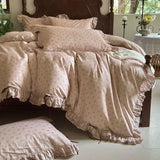 Popxstar  100% Cotton Pastoral Floral Print Ruffles Bow Princess Bedding Set Queen King Duvet Cover Set Bed Sheet/Fitted Sheet Pillowcases