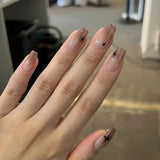 Popxstar  24pcs Y2K Fake Nails with Lovely Black Heart Designs Reusable French False Nails Full Cover Short Press On Nails for y2k Girls