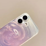 Shiny Purple Green Swirl Glossy IMD Phone Case For Iphone 17 16 15 14 13 Pro Max Full Soft TPU Cover Body Shell Protection Cases