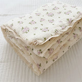 Popxstar Baby Camellia Rose Print Muslin Blanket Quilt for Summer Infant Floral Muslin Comforter Napping Cover for Baby Bedding Quilts