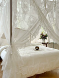 Romantic Lace Princess Palace Mosquito Net Without Frame Romantic Three-door White Bed Curtain Home Decor No Bracket 150*200cm
