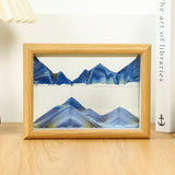 Wooden Frame Sandscape Moving Sand Art Picture Quicksand Craft 3D Hourglass Square Flowing Sand Painting Office Home Decor Gifts