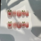 Popxstar 10Pcs Short Handmade Press on Nails Pink Peach Fake Nails Wearable Stick-on Nails Full Cover False Nail Накладные Ногти 수제네일