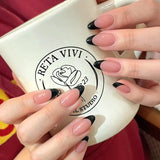 Popxstar  Nude Color Press On Nails 24Pcs Short Almond Fake Nails White French Tip Wearable False Nails Patches Women Girls DIY Manicure