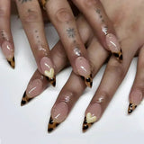 Popxstar 24pcs Silver Almond False Nails Oval Decorated Cloud Milk Wearable Fake Nails Short Press On Nail Coffin Detachable French Tips