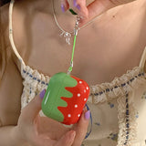 Popxstar  Korea 3D Lovely Fresh Strawberry Pattern Soft Silicone Cover for Airpods 1 2 3 Pro 2 Wireless Bluetooth Earphone Charge Box Case