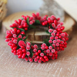 Popxstar Simulated Red Berry Candlestick Garland Artificial Flower Plants Wreath Candle Holder Ring Wedding Party Dining Table Decor