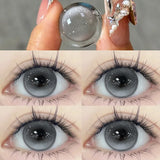 1 Pair New Pink Color Contact Lenses with Diopters 0~-8.00 Degree Blue Pupils Lens Beauty Makeup Soft Korean Lenses
