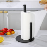Popxstar  Stainless Vertical Tissue Holder Kitchen Roll Holder With Weighted Base Bathroom Roll Paper Storage Rack Countertop Organizer