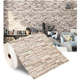 Popxstar  3D Wall Stickers Faux Brick Bedroom Home Decor Waterproof Self Adhesive Living Room Wallpaper