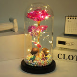 Popxstar  LED Enchanted Galaxy Rose Eternal Beauty And The Beast Rose With Fairy Lights In Dome Christmas Valentine's Day Gifts for Women
